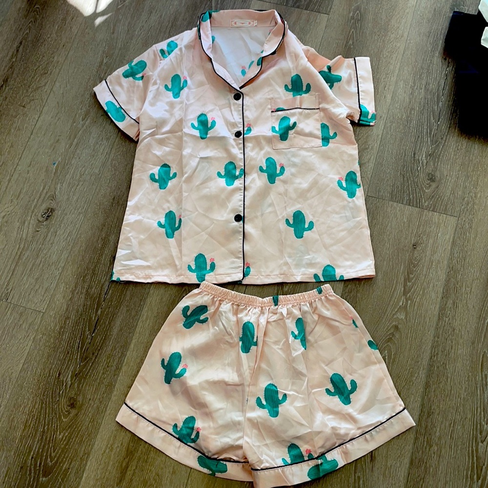 Light pink cactus silk pjs